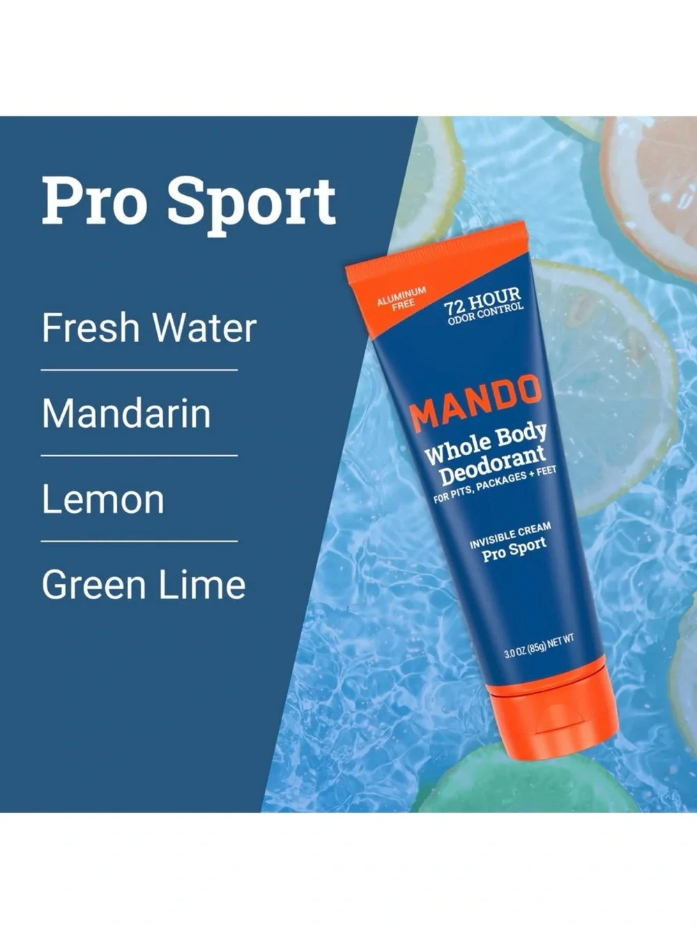 Mando Pro Sport Invisible Cream Whole Body Deodorant 3oz